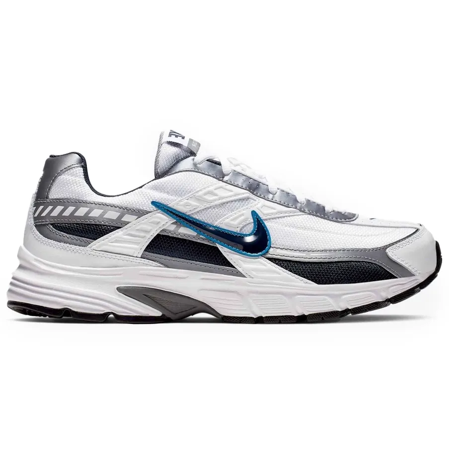 Tênis Nike Initiator Masculino Branco em vista lateral mostrando detalhes do cabedal e solado